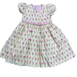 Vintage Plum Pudding Tulip Girls Dress 3T Easter Spring Sunday USA Made Floral